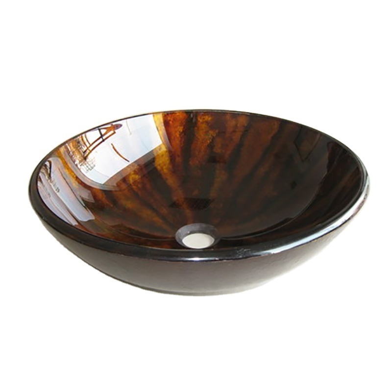 Wholesale Bathroom Glass Sink Art Circular Ceramic Wash Basin