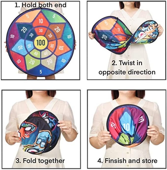 72cm folding dual sided Dart Board for Kids w/ 12 Sticky Balls,Darts Board Set with Hook, Board Games Toy