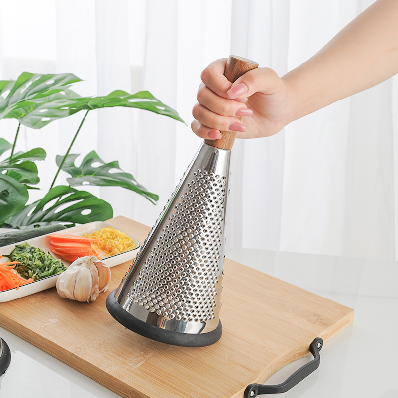 3 Sides Cone Shape Cheese Vegetable Fruit Food Mini Multi Grater Slicer With Non-Slip Grip Handle For Kitchen