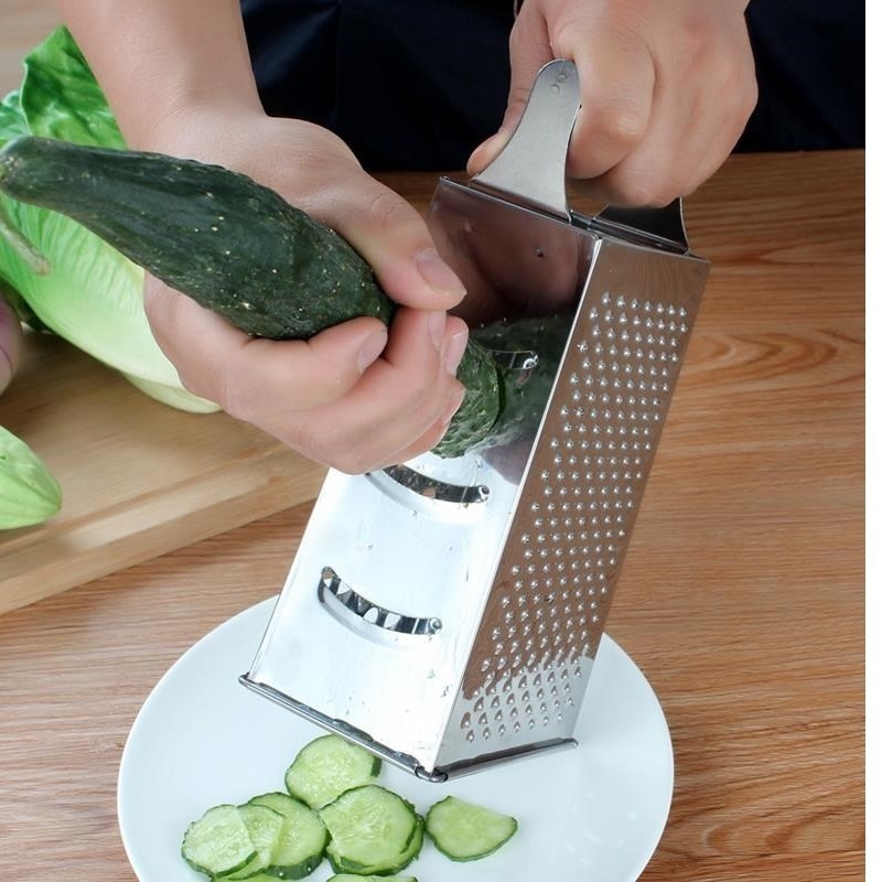 Multifunction Box Grater Stainless Steel 4 Sides Vegetable Cheese Ginger Nutmeg Shredder Potato Manual Hand Slicer Grater