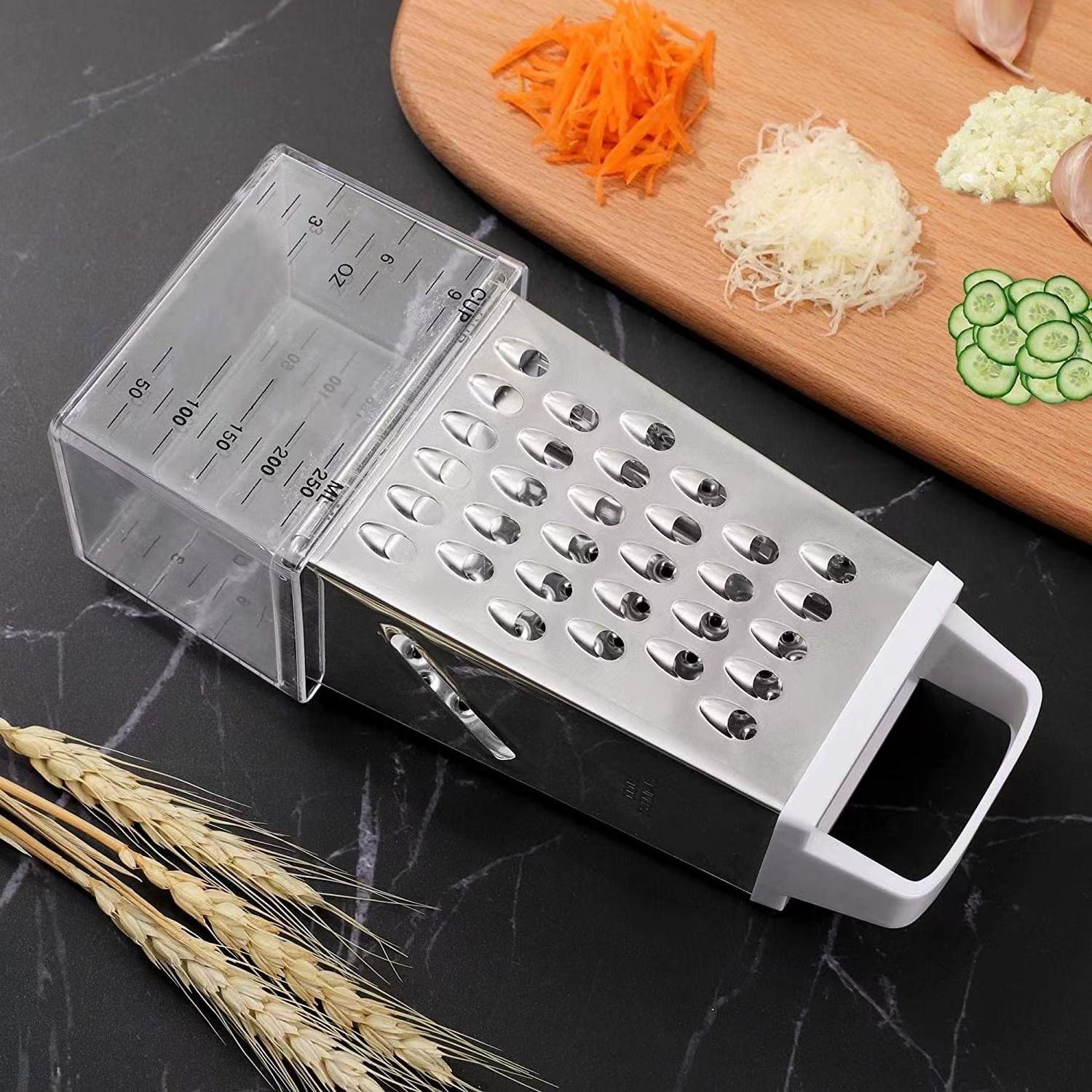 Professional Food Coconut Cassava Vegetable Nutmeg Mini Cheese Okra Stainless Steel Box Cutter Grater With 4 Sides For Kitchen