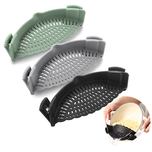 Rice Fruits Spaghetti Pasta Noodle Vegetable Pot Sink Silicone Colander And Snap Clip On Drain Strainer Basket With 2 Clip