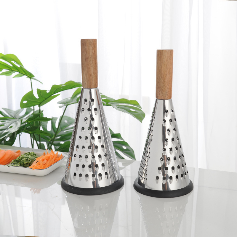 3 Sides Cone Shape Cheese Vegetable Fruit Food Mini Multi Grater Slicer With Non-Slip Grip Handle For Kitchen