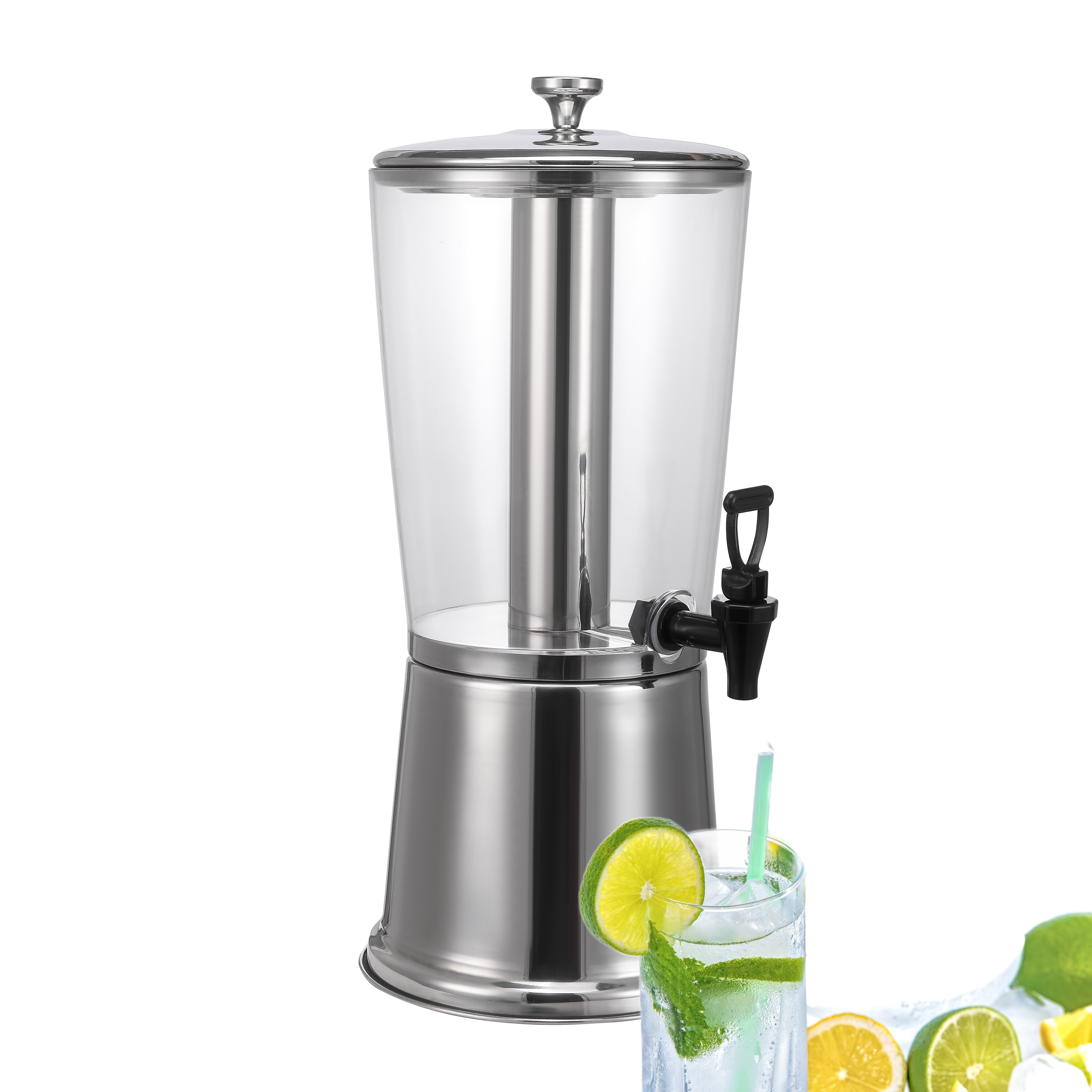 Hot Sale 8L Large Soda Restaurant Barrel Commercial Drink Dispenser Beverage Juice Dispenser With Metal Stand Infuser Tube