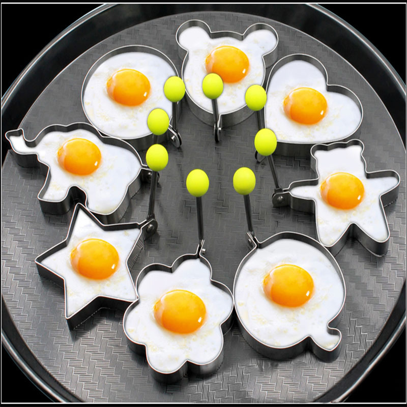 Multi Shapes Heart Round Flower Star Shaped Kitchen Cooking Tools 430 Stainless Steel Egg Ring Mold