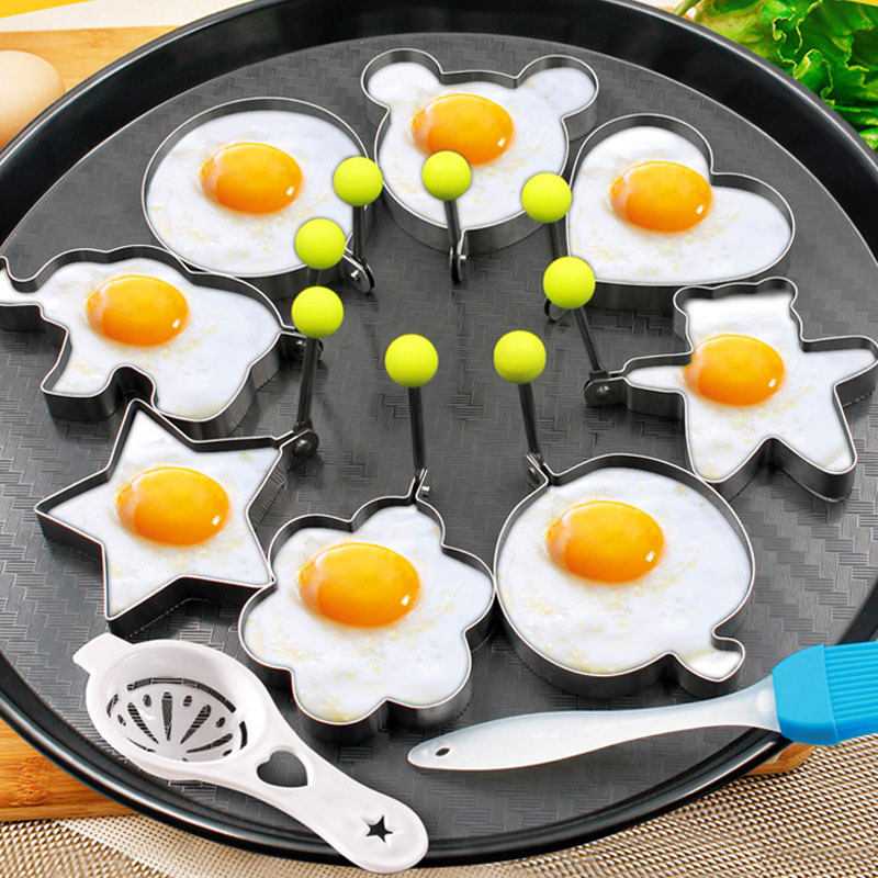 Multi Shapes Heart Round Flower Star Shaped Kitchen Cooking Tools 430 Stainless Steel Egg Ring Mold