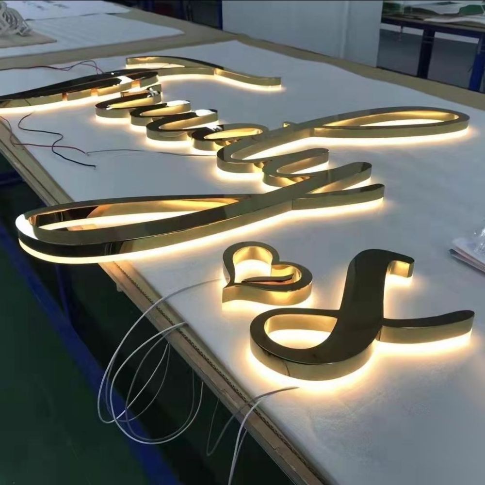 Polished Brushed Vintage Metal Backlit Signage Letters LED 3D Illuminated Channel letters signs for Advertising Customized