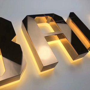 Polished Brushed Vintage Metal Backlit Signage Letters LED 3D Illuminated Channel letters signs for Advertising Customized