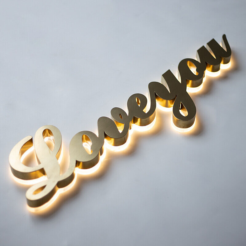 Polished Brushed Vintage Metal Backlit Signage Letters LED 3D Illuminated Channel letters signs for Advertising Customized