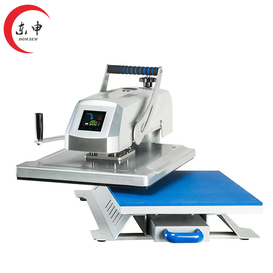 New design t-shirt/shoes/bags printing sublimation heat press machine with swing away w/pull-out drawer