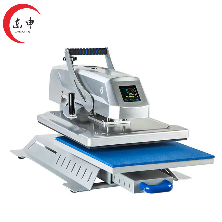 New design t-shirt/shoes/bags printing sublimation heat press machine with swing away w/pull-out drawer