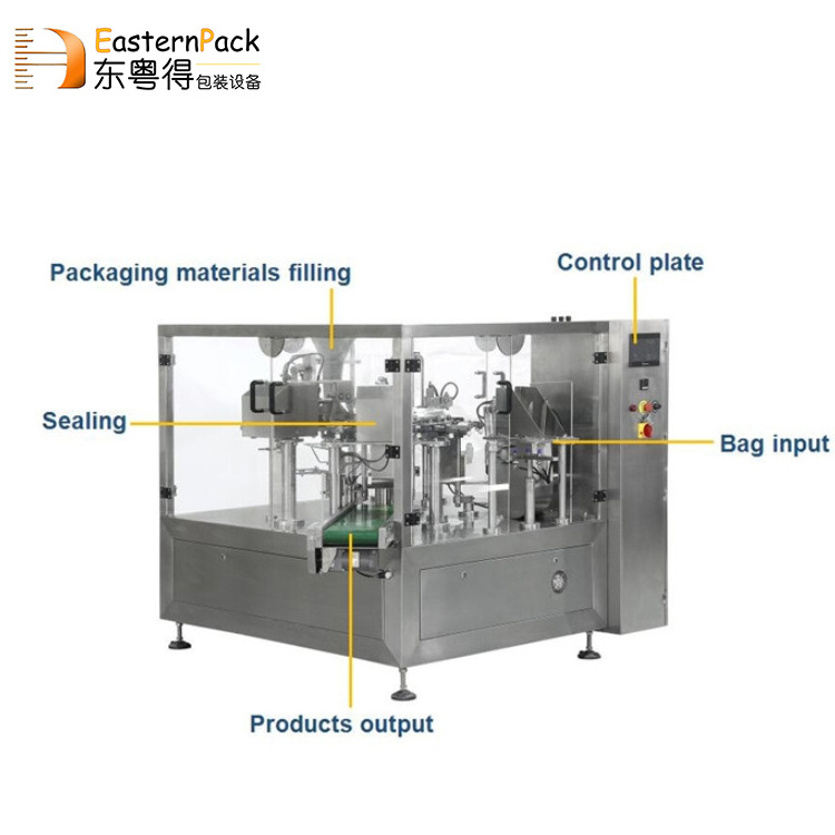 Multi-function weighing filling packaging small stand up zipper bag sachets spice grain coffee powder packing machine