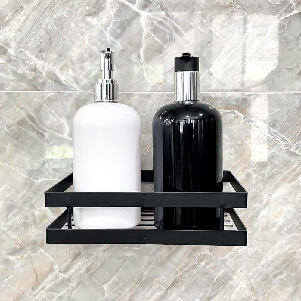 Wall Mounted Black Bathroom Shelves Shower Caddy Corner Wall Storage Shelf Wall Hanging Rack