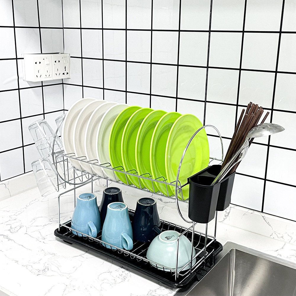 Sell Well Stainless Steel Dish Draining Rack Wire Sink Grids Rack Black Carbon Steel Dish Drain Drying Rack