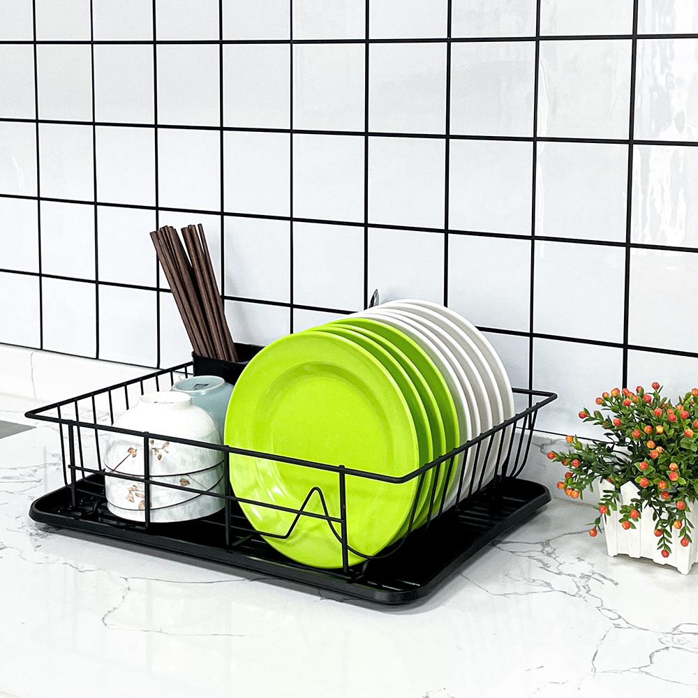 Dish rack Black metal kitchen rack storage holder Dish and bowl organizer Kitchen tableware rack