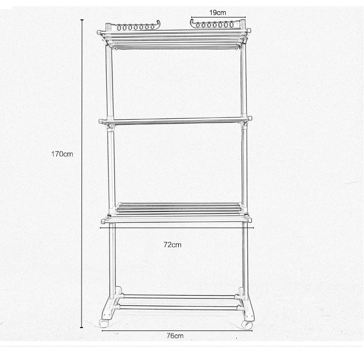 Double Pole Hanging Clothes Rack Metal Garment Rack Hanger Clothes Display Wall Rack For Garment Store