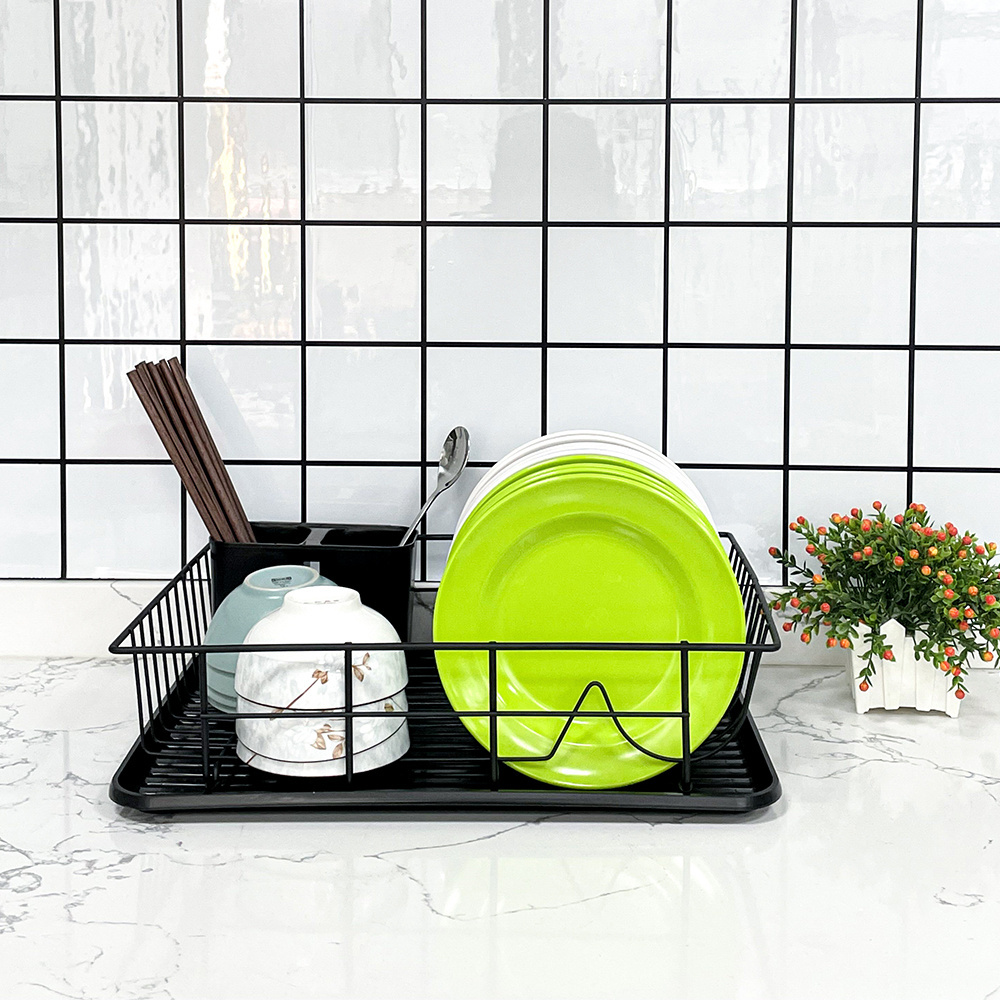 Dish rack Black metal kitchen rack storage holder Dish and bowl organizer Kitchen tableware rack