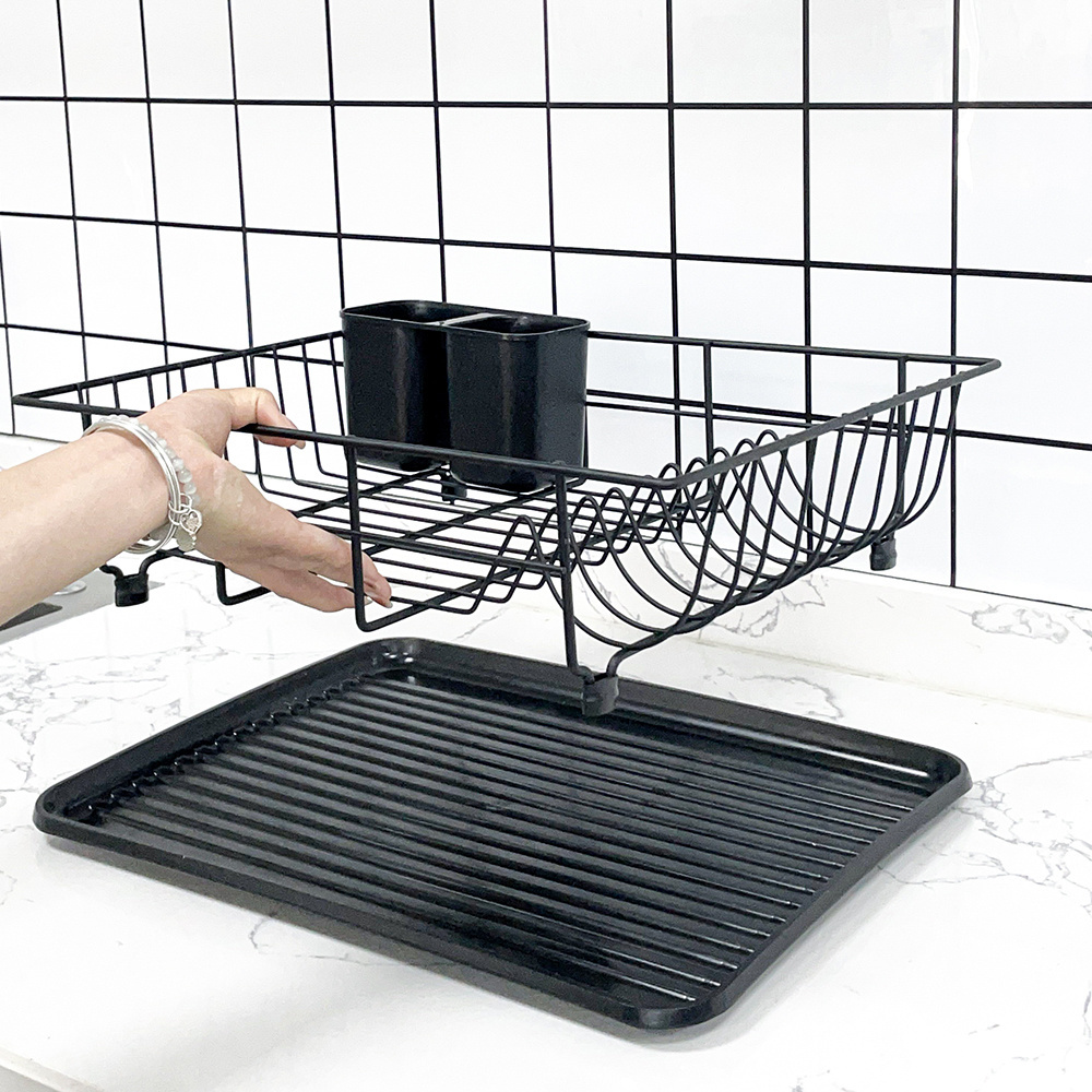 Dish rack Black metal kitchen rack storage holder Dish and bowl organizer Kitchen tableware rack