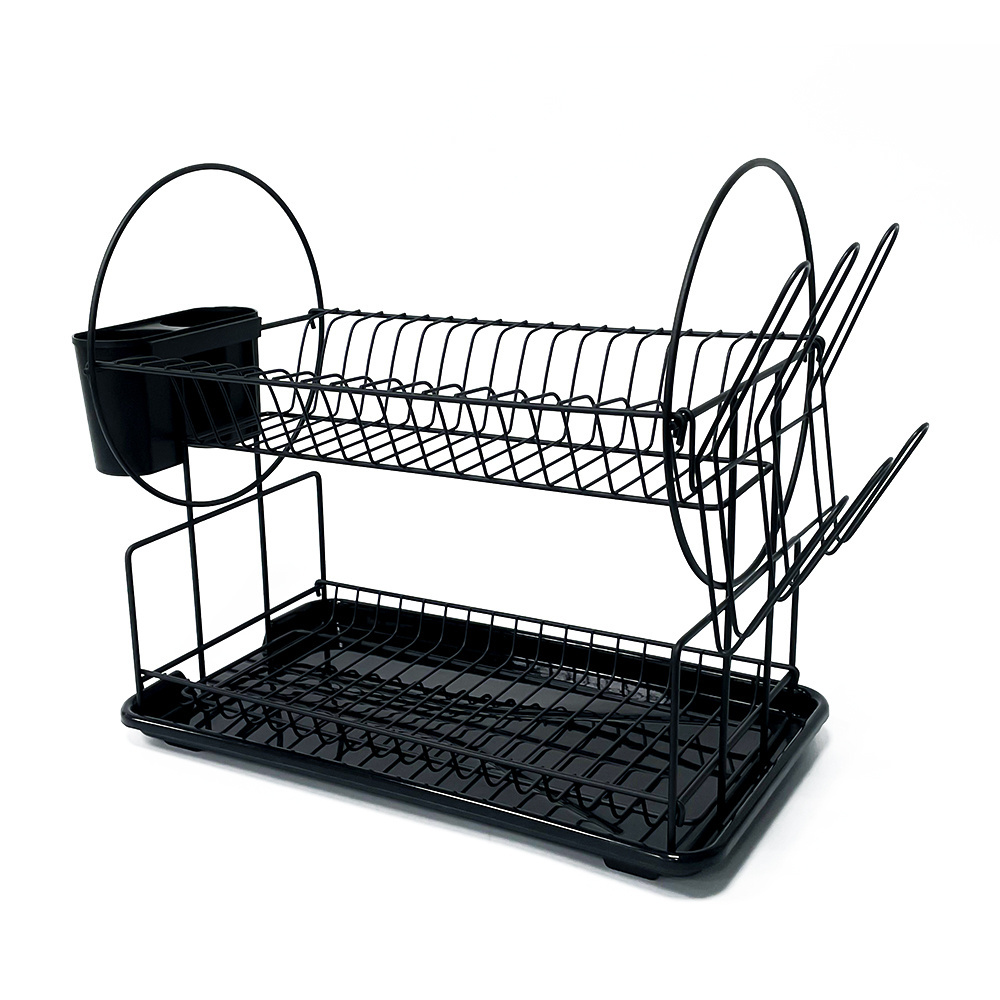 Household Steel 2 Layer Dish Dry Utlery Storage Space Kitchen Stainless Steel Dish Drainer Rack