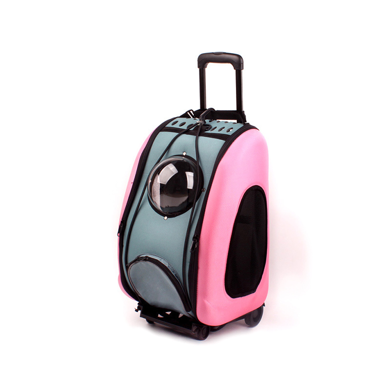 New Arrival Portable Luggage for Dogs Travel with Wheels Out Pet Pull Bag Cat Carrier