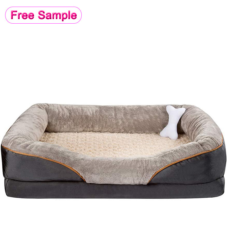 Professional Small Medium Large Orthopedic Waterproof Memorial Memory Foam Pet Beds for Puppy Dog