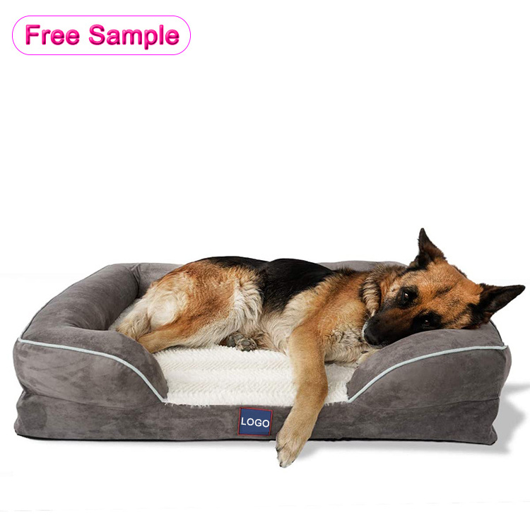 Calming Foldable Washable Memorial Memory Foam Orthopedic Pet Dog Bed Sofa Couch Manufacturer