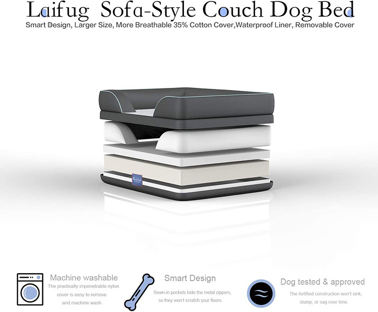 Calming Foldable Washable Memorial Memory Foam Orthopedic Pet Dog Bed Sofa Couch Manufacturer