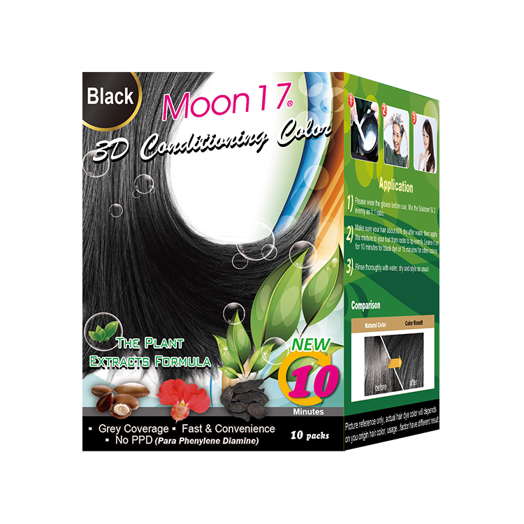 boxed black Guaranteed PPD free, ammonia free hair color shampoo