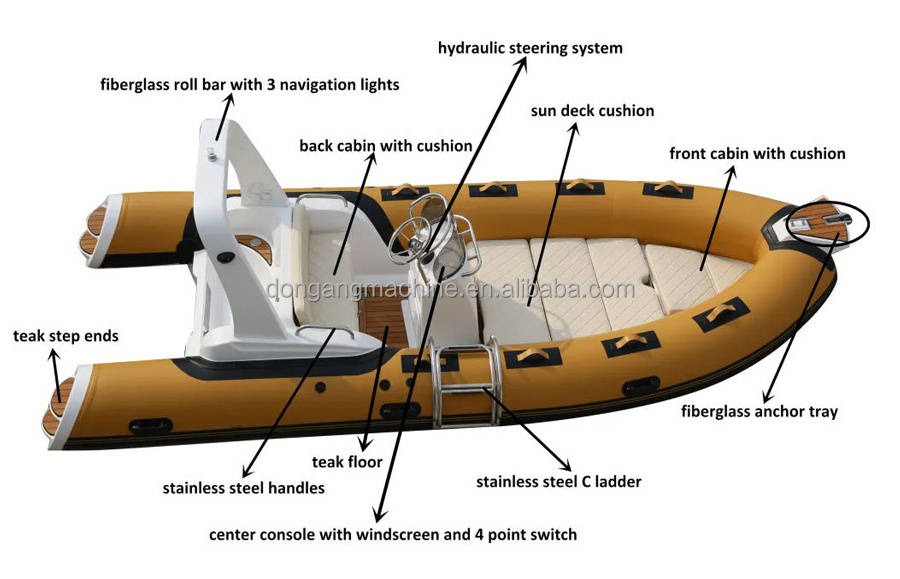 17ft 5.2m China hypalon cheap sport fiberglass inflatable rigid hull rib sail boat prezzo molds for sale 520