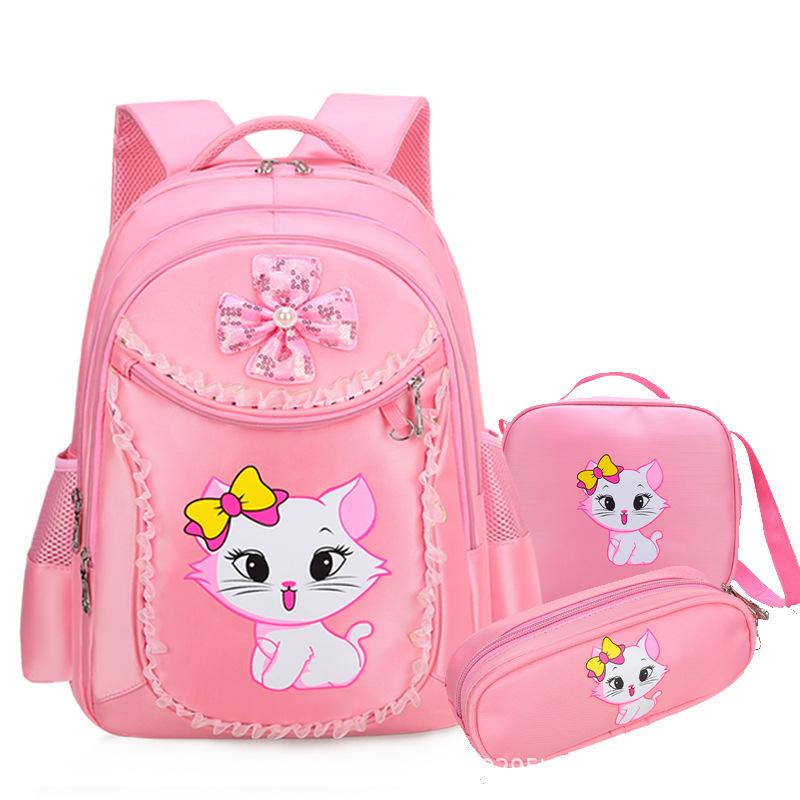 Cute Cartoon princess kitty Backpack /New Kawaii mochilas escolares  Lunch Bag sets  school bags kids backpack