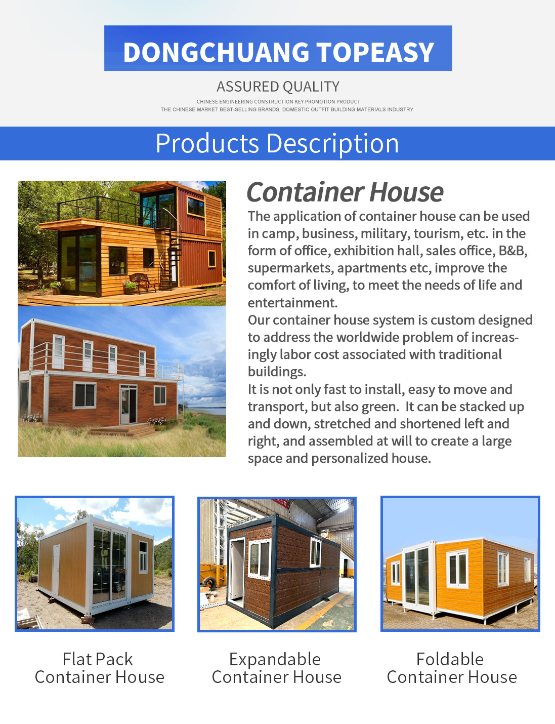 China Manufacturing Foldable Metal Modular Prefab House Tiny Movable Detachable Prefabricated Container Homes