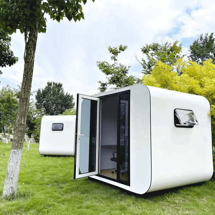 Luxury eco space capsule prefab container house granny flats office pod apple cabin