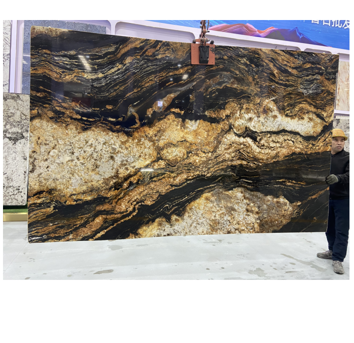 Hight quality granit luxury gold granito granite stone cosmic black granite countertop for kitchen