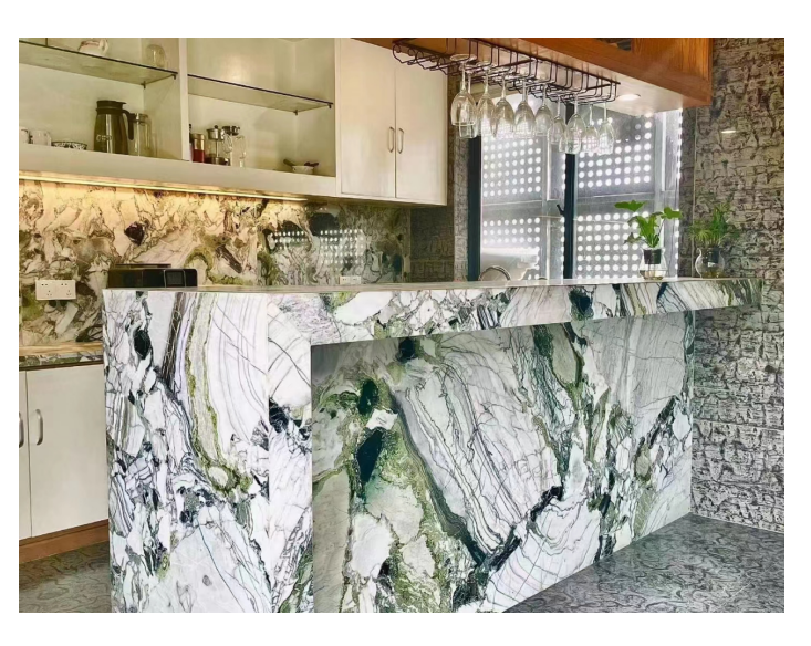 New Forever Stone Marmol Marmar Cold Emerald Jade Ice Green Primavera Luxury White Beauty Marble Slab Green Cold Ice Jade Marble