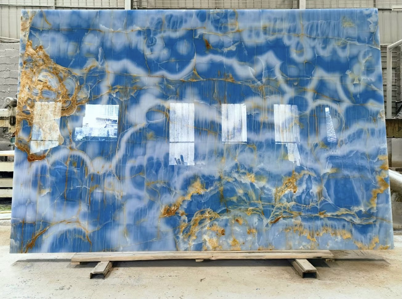 Polished Backlit natural  Panel Blue onyx marble background wall design  Stone Slabs