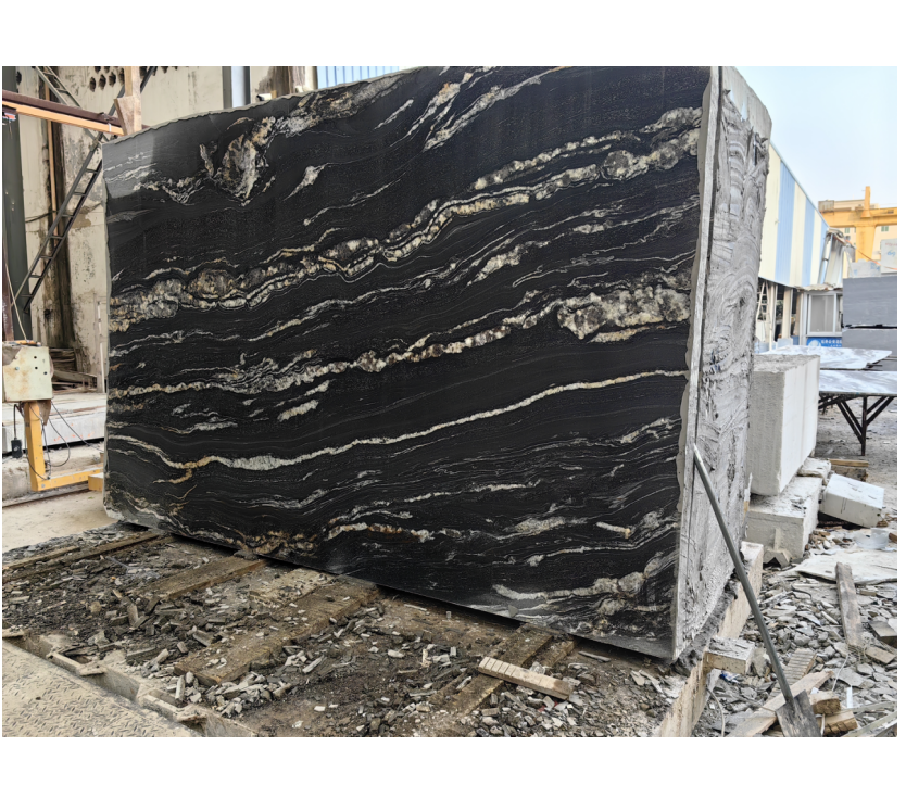 Luxury brazilian Natural Cosmic black forest gold titanium stone leather finish granite marble big slabs price