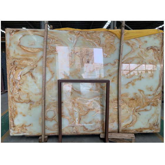 Customized Translucent Artificial Onyx Stone Decorated Alabaster Light Box White Onyx Backlit With Factory Hot Sale