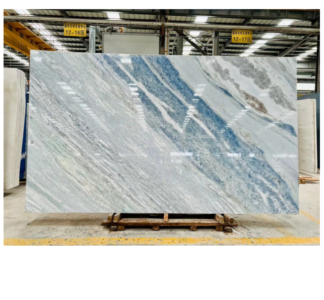 Natural Blue Crystal Quartzite Translucent Marble Quartzite Slab Wall Bar Decor Customized Countertop