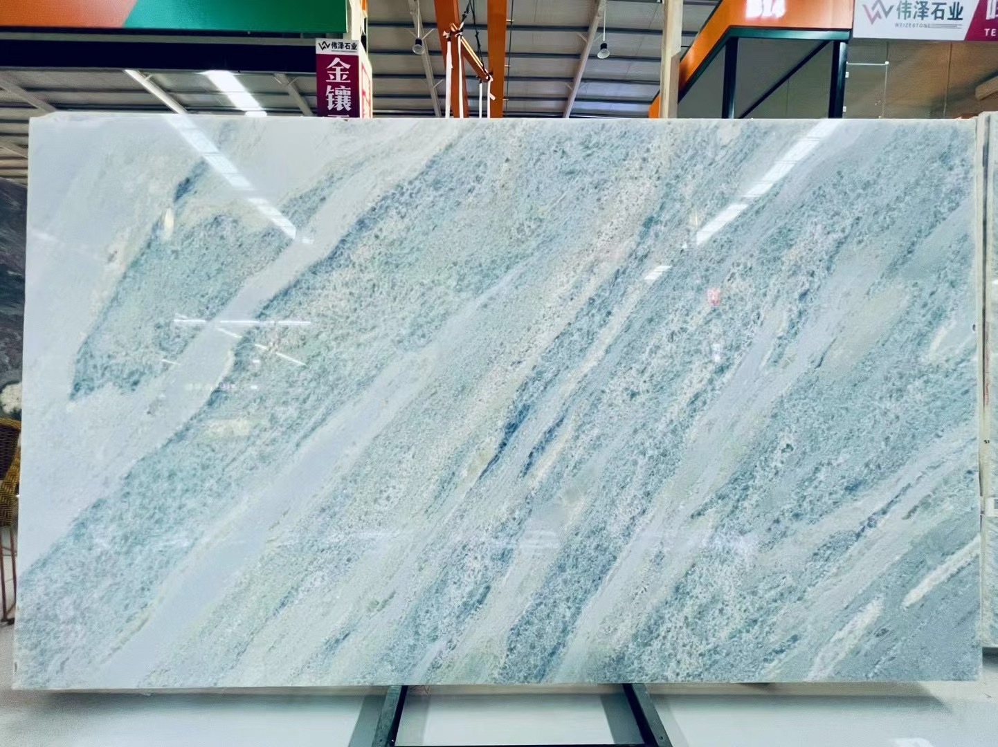 Natural Blue Crystal Quartzite Translucent Marble Quartzite Slab Wall Bar Decor Customized Countertop