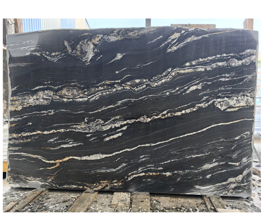 Luxury brazilian Natural Cosmic black forest gold titanium stone leather finish granite marble big slabs price