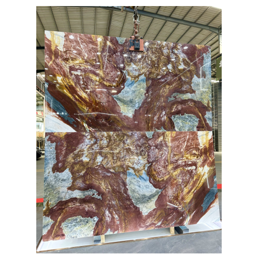 Professional Factory Manufacturer Picasso Brown Red quartzite stone marble slabs For Wall Decoration kitchen table design