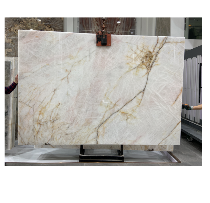 New Arrival Natural Indoor Stone pink crystal Marble High Glossy Slabs Made for countoper and Table Tops