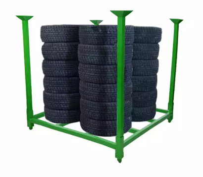 Customized Collapsible Orange Storage Tire Stacking Racks Shelves Foldable Portable Metal Stackable Pallet Stack Rack System