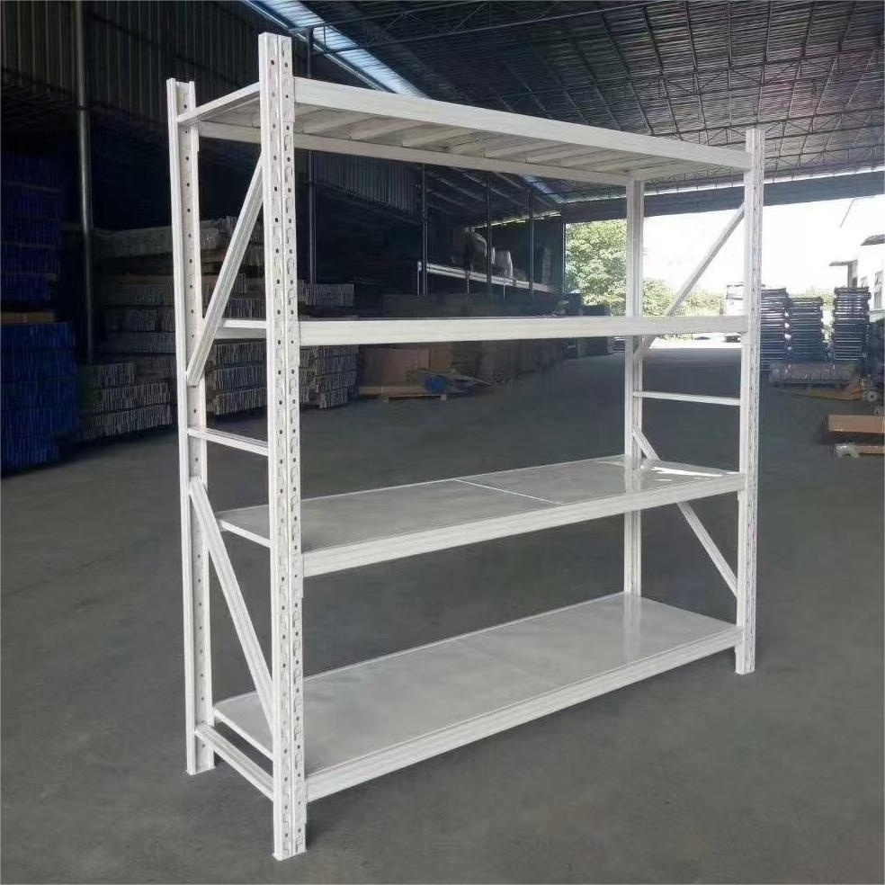 Customated White Shelves Pallet Racking Stacking Racks Metal Boltless Warehouse Steel Shelving Units Storage Rack for Systems