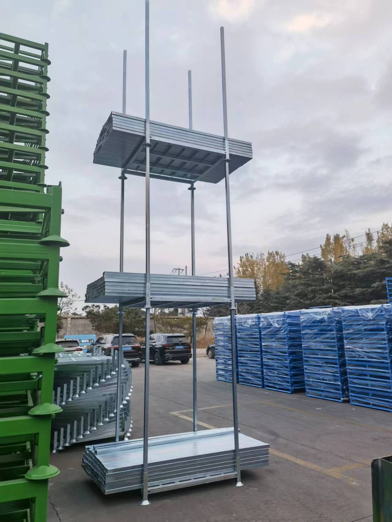 Warehouse Stock Cold Storage Mobile Shelves Inserted Tube Fabric Stacking Rack Pallet Collapsible Containers Stacking Racks