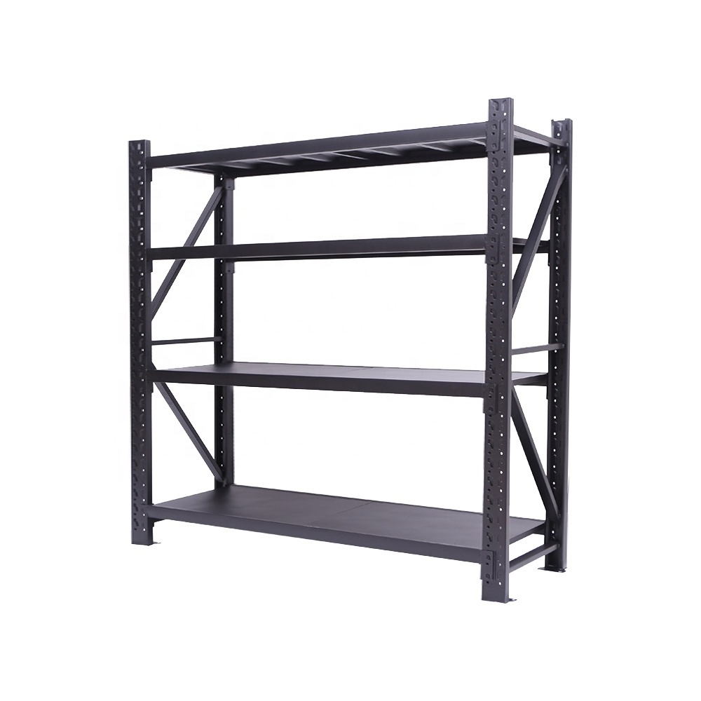 Manufacture Factory 500kg Boltless Warehouse Storage Rack Shelf Black Steel Racking  for Stacking Racks Shelves