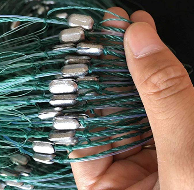 Factory wholesale throw fly cast net 100m*2m three layer gill net fishing net nylon monofilament lead sinkers