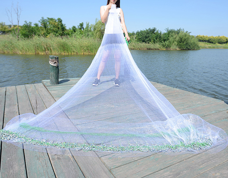 Hot Selling 8FT-17FT Korean Style Chain High-quality Fishing Net Factory Price Fish Net with Bottom Pocket Cast Net 12 PA Double