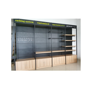 custom wooden wall cosmetic shelves display cabinet gondola shelving retail