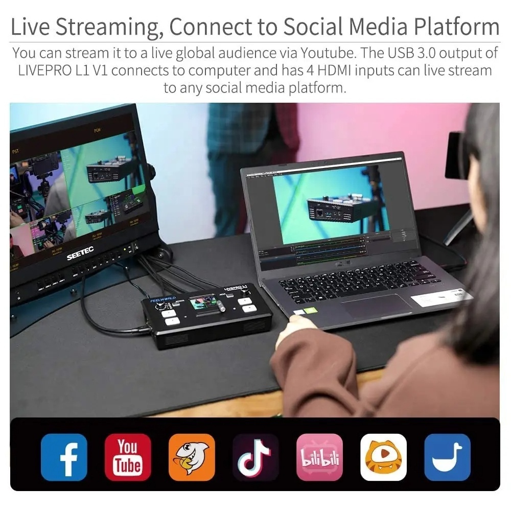 DF Wholesale Live Stream Switcher For FEELWORLD LIVEPRO L1V1 L1 V1 Multi Camera Video Mixer Switcher